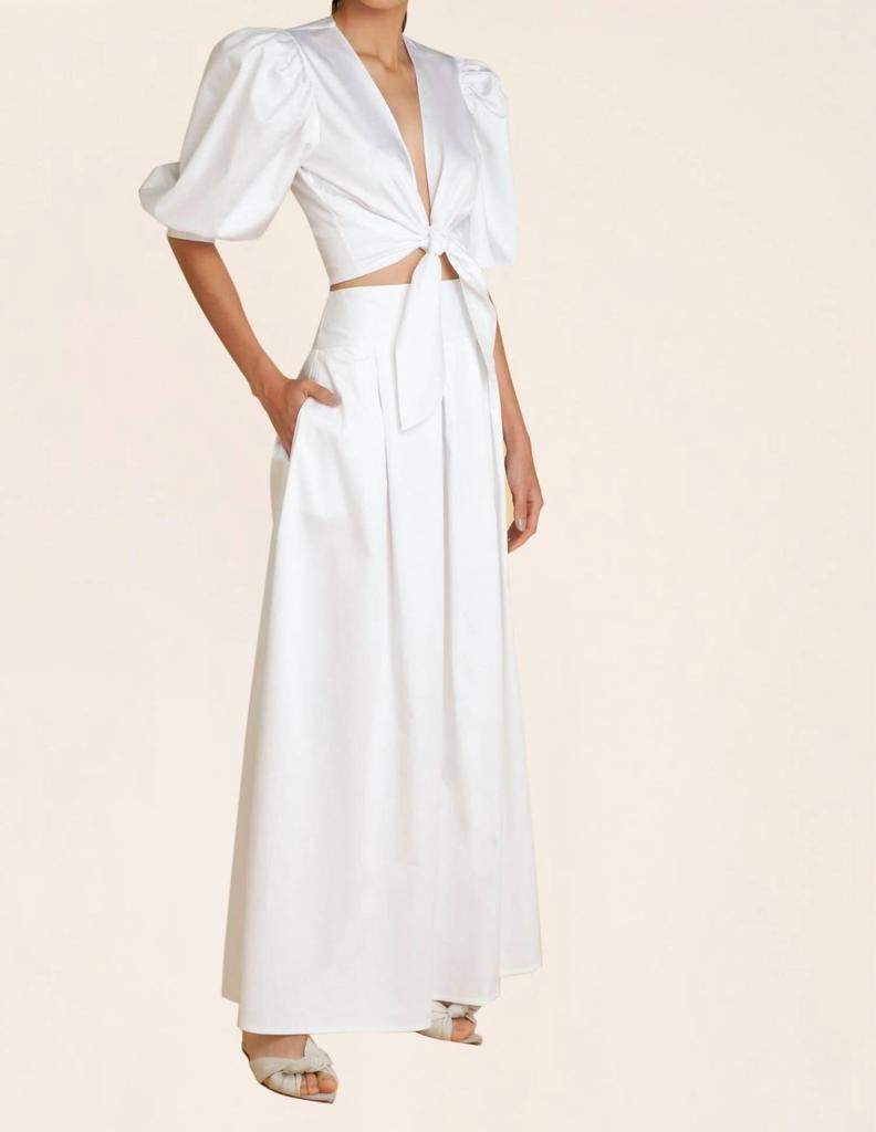 Adriana Degreas SOLID PUFF-SLEEVE CROPPED BLOUSE