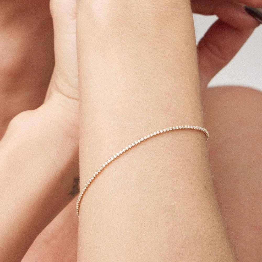 FASHNZFAB 18K Gold Filled Slim Classic CZ Tennis Chain Bracelet