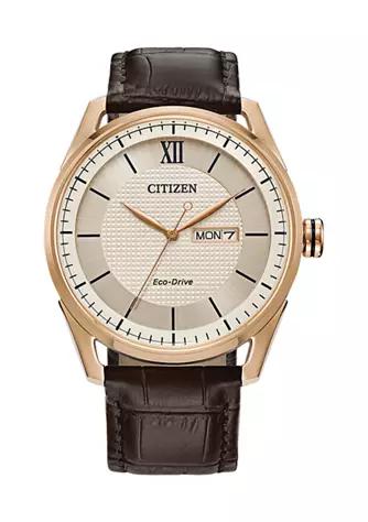 Citizen Drive From Citizen Eco Drive Mens Classic Brown Leather Strap Watch