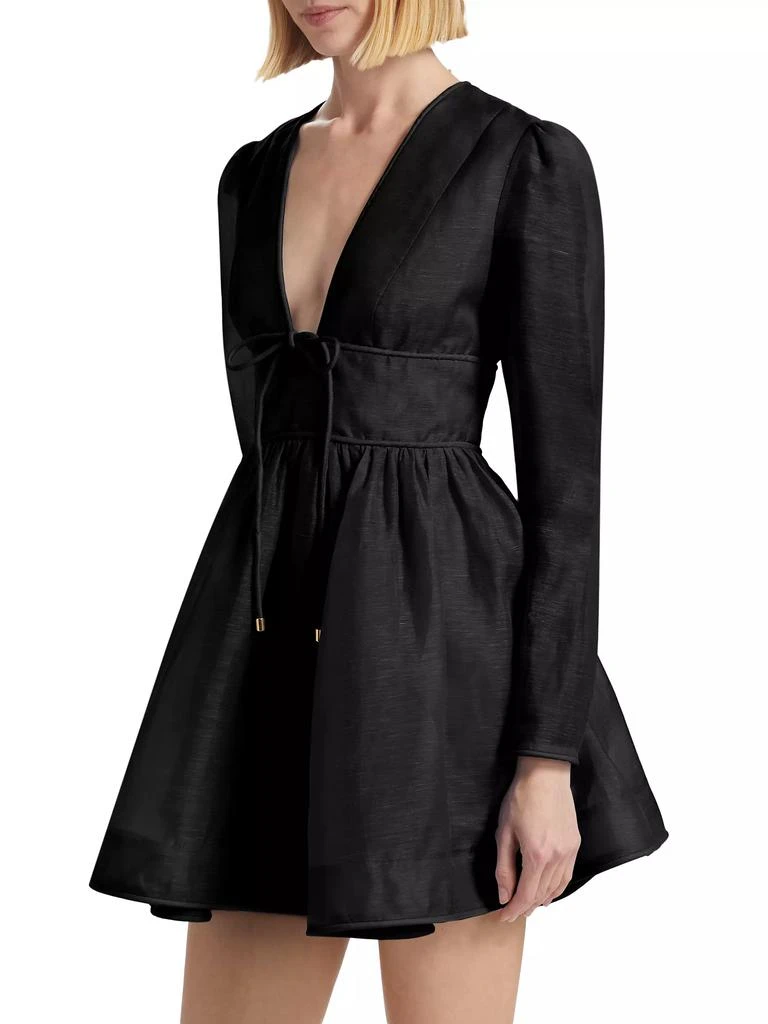 Zimmermann Eden Linen & Silk Plunging V-Neck Minidress 4
