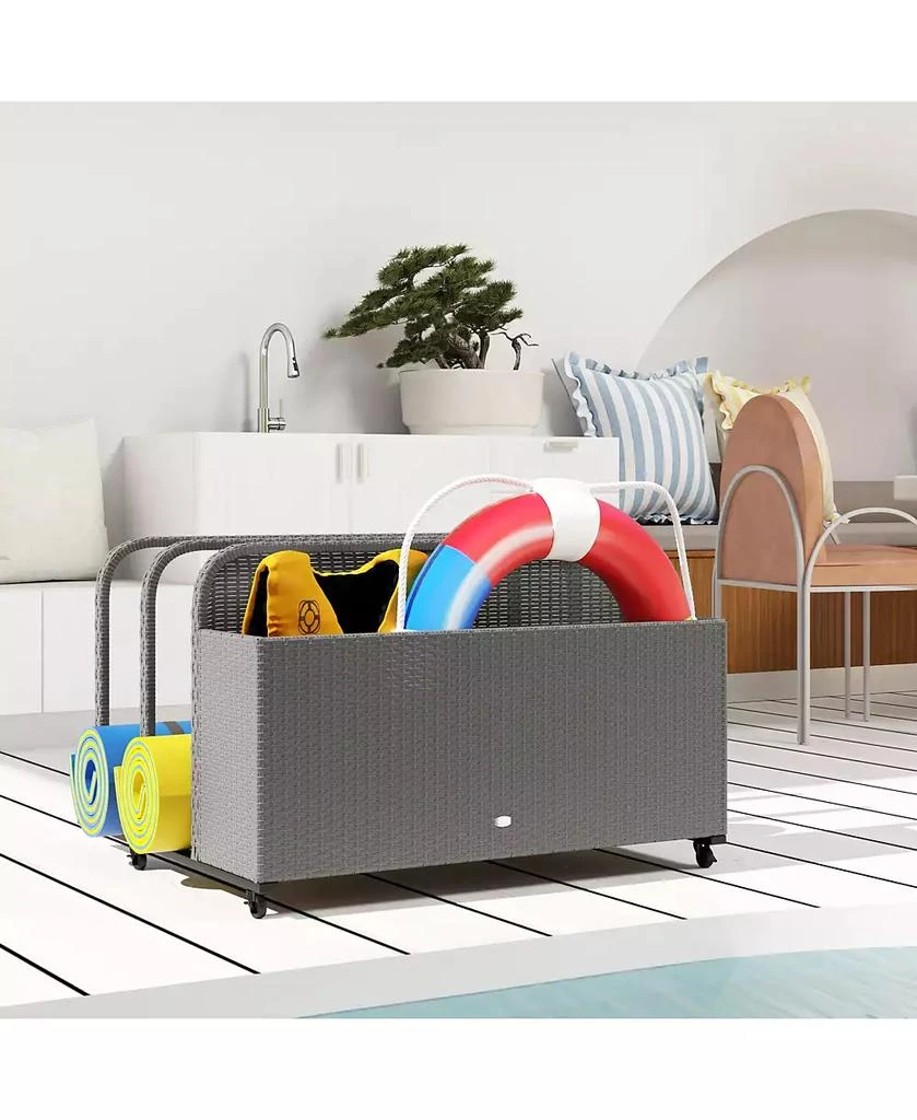 Outsunny Wicker Pool Float Storage Organizer, Pool Float Holder 9