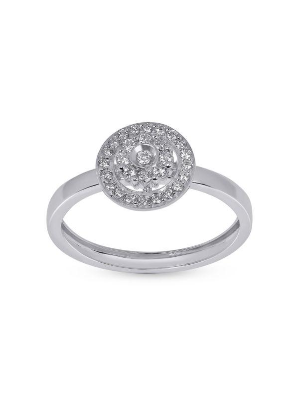 HUEB Diamond Flower 18K White Gold & 0.226 TCW Diamond Ring