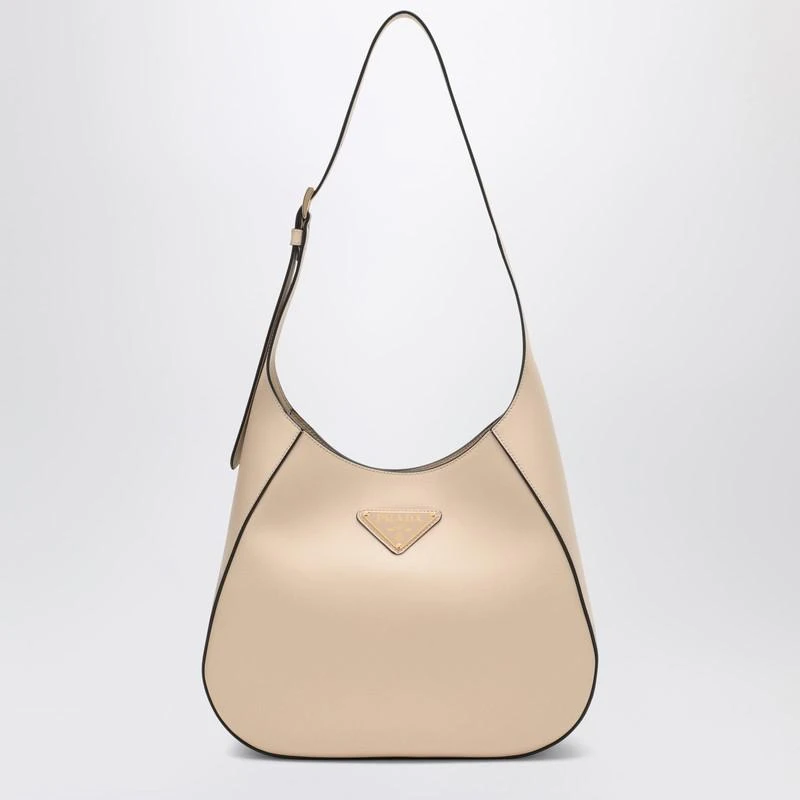 Prada Travertine-coloured leather shoulder bag 1