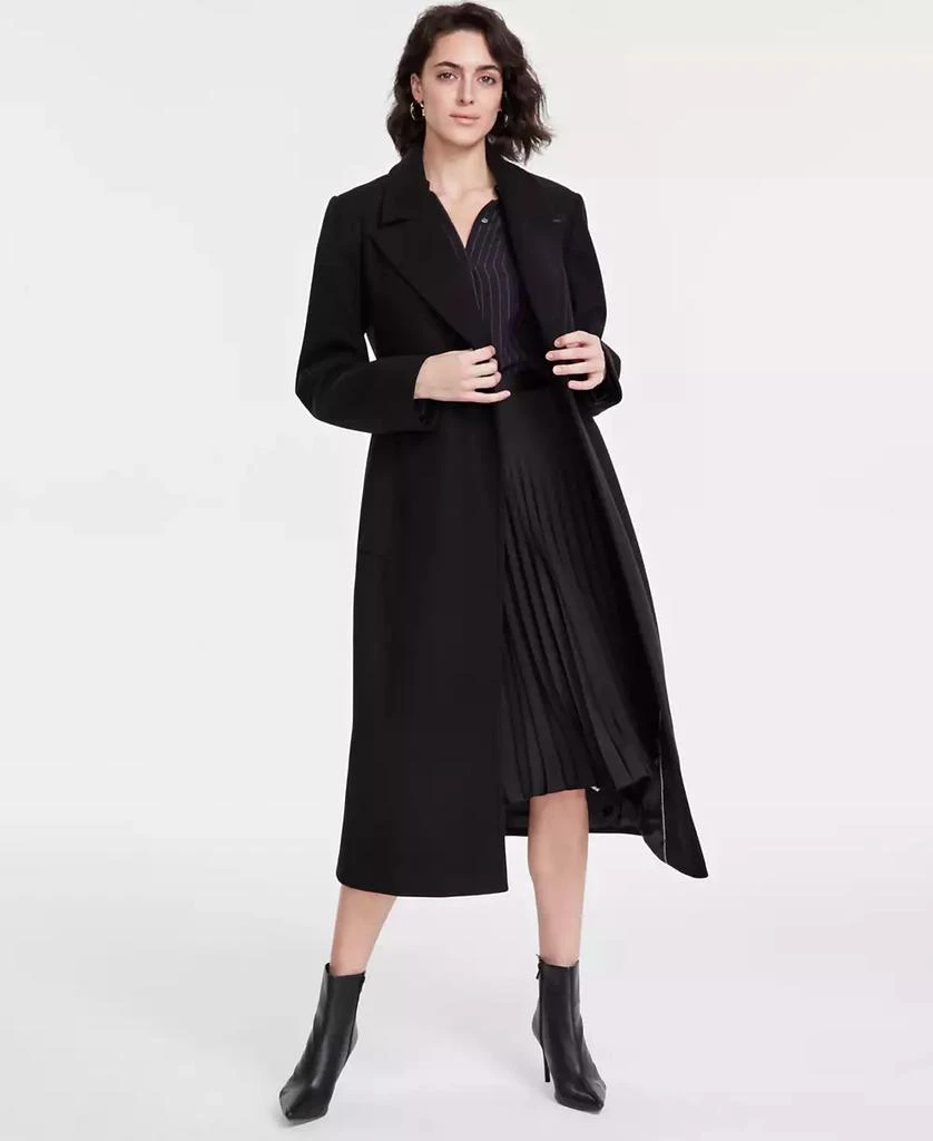DKNY Women's Notched-Collar Double-Breasted Wrap Coat 1