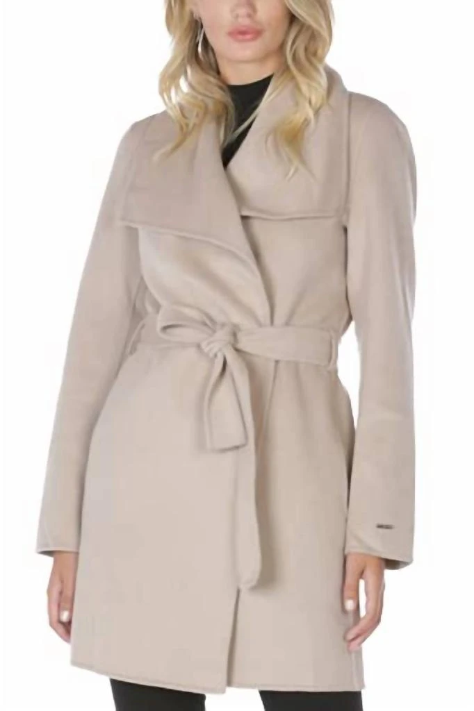 Tahari Wool Wrap Coat with Tie Belt 1