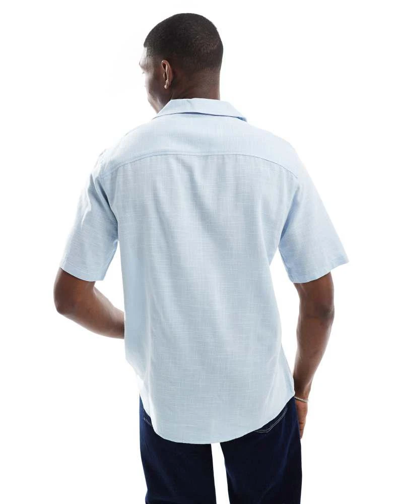 Only & Sons ONLY & SONS boxy fit revere collar shirt in light blue 3