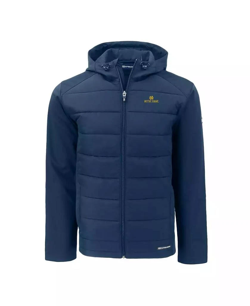Cutter & Buck Men's Navy Notre Dame Fighting Irish Evoke Hybrid Softshell Full-Zip Hoodie Jacket 3