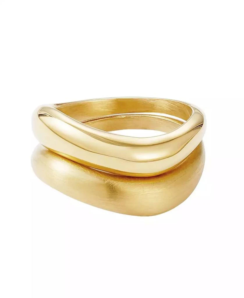 ADORNIA Tarnish Resistant Gold Nesting Curved Band Ring Set 4