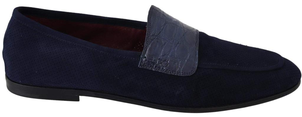 Dolce & Gabbana Dolce & Gabbana Blue Suede Caiman Loafers Slippers Shoes