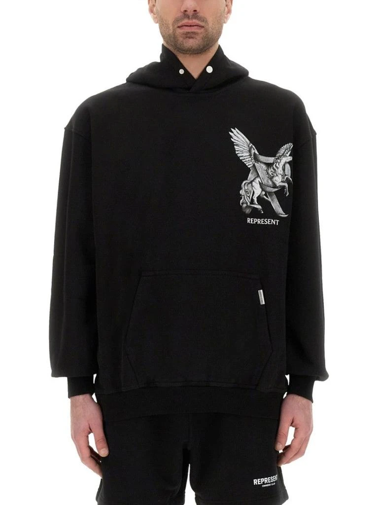 Represent Graphic Print Hoodie With Drawstring Hood 1