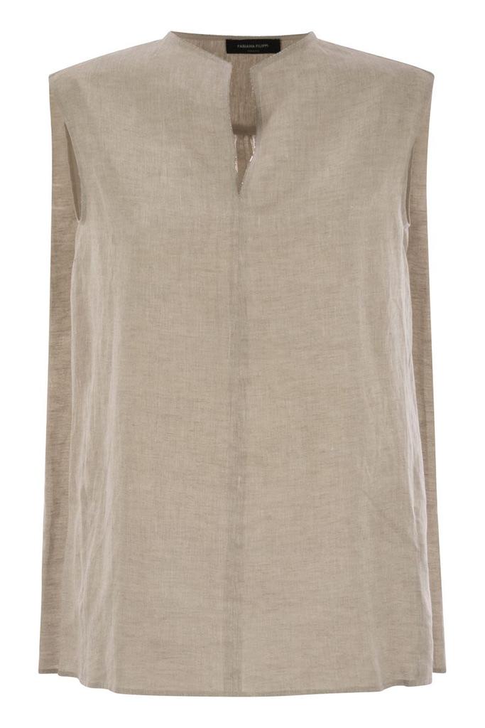 Fabiana Filippi LINEN SLEEVELESS TOP