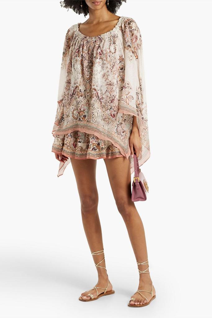 Camilla Crystal-embellished printed silk-georgette top