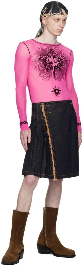 Jean Paul Gaultier Pink Flocked Long Sleeve T-Shirt 5