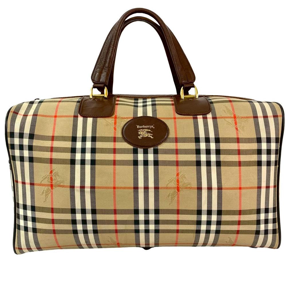 Burberry s Nova Check Canvas Leather Boston Bag