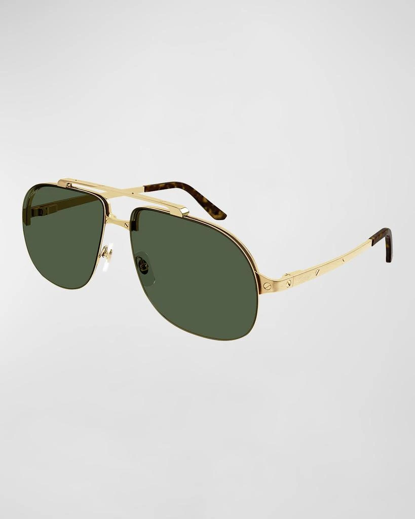 Cartier Men's Double-Bridge Metal Aviator Sunglasses 1