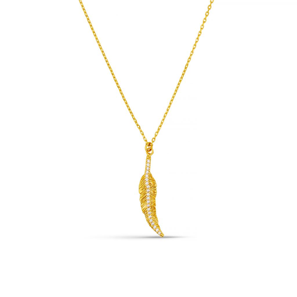 Orelia London Pave Leaf Charm Necklace