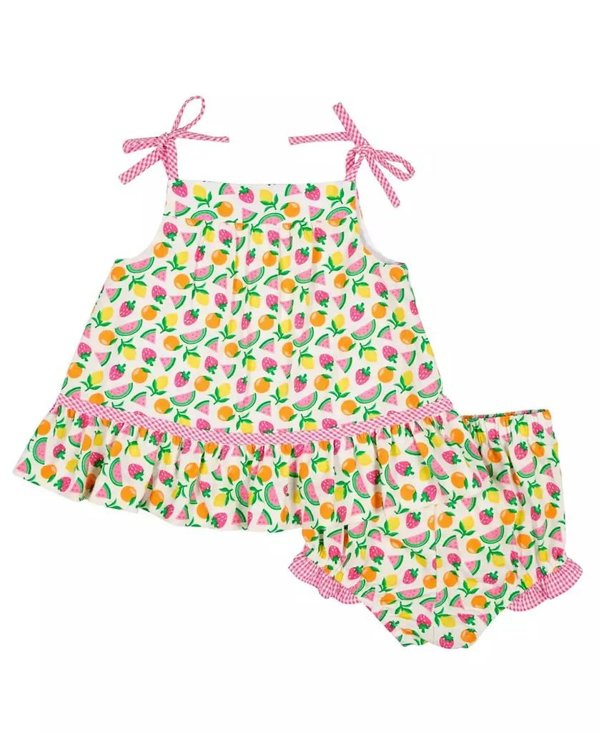 Florence Eiseman Baby Girl Printed Seersucker Dress 
Bloomer with Fruit 2