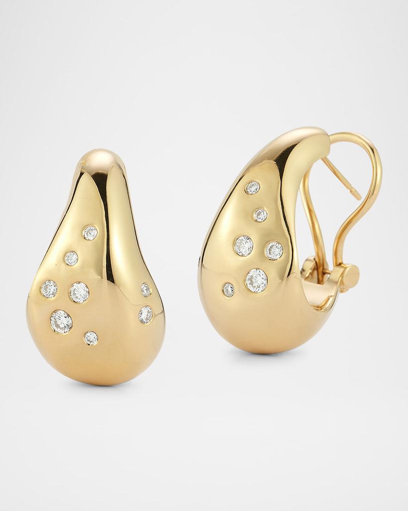 Walters Faith 18K Yellow Gold Wide Wave Hoop Earrings with Diamonds