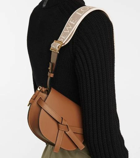 Loewe Gate Dual Mini leather and jacquard shoulder bag 2