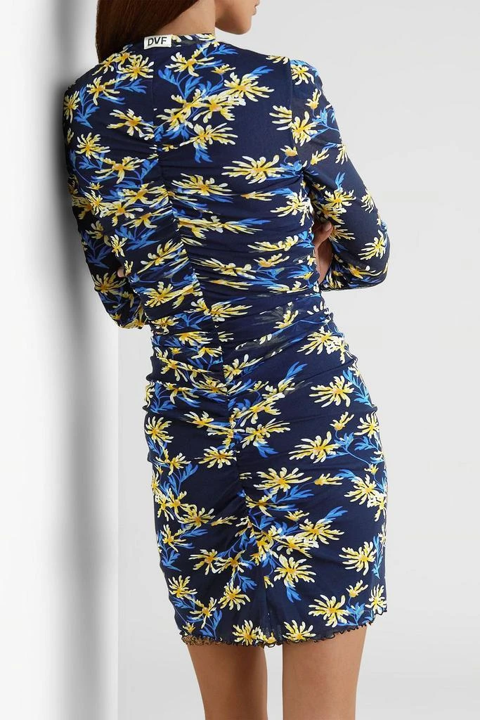 Diane von Furstenberg Azula reversible ruched floral-print stretch-mesh mini dress 3