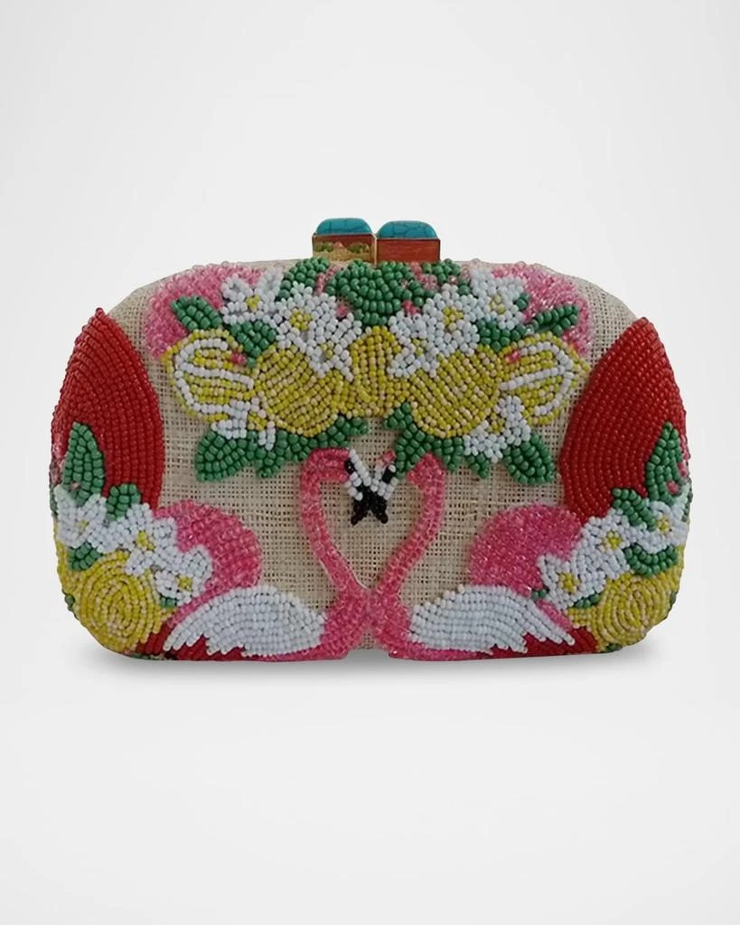 SERPUI Mia Flamingo Beaded Clutch Bag 1