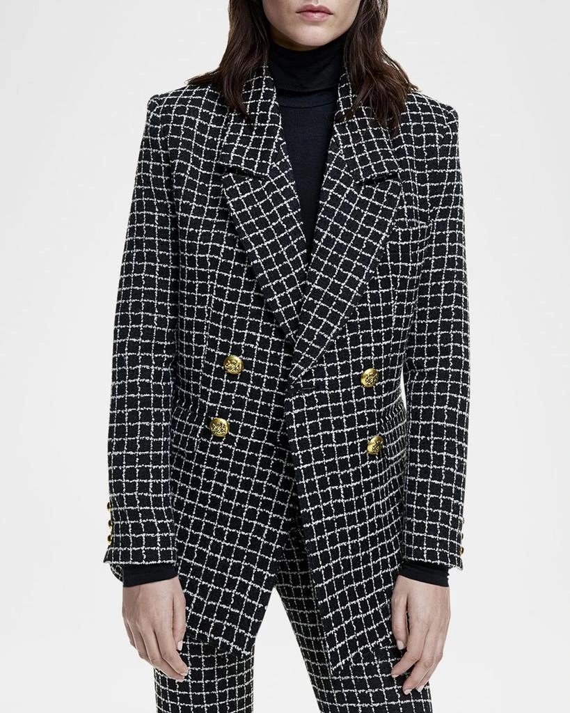 Smythe Grid Tweed Oversized Double-Breasted Blazer 1