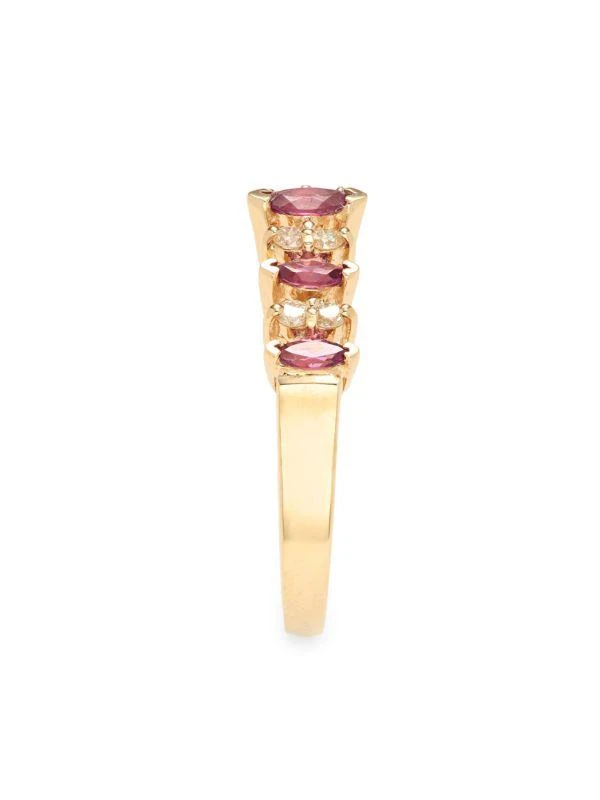 Effy 14K Yellow Gold, 0.19 TCW Diamond & Rhodolite Cluster Ring 4