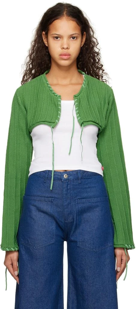 TheOpen Product Green Drawstring Cardigan 1