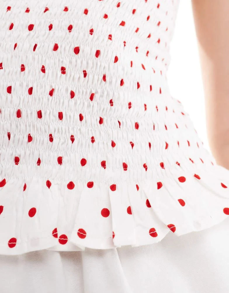 Motel Motel Exclusive birita shirred vest top in red polka dot 3