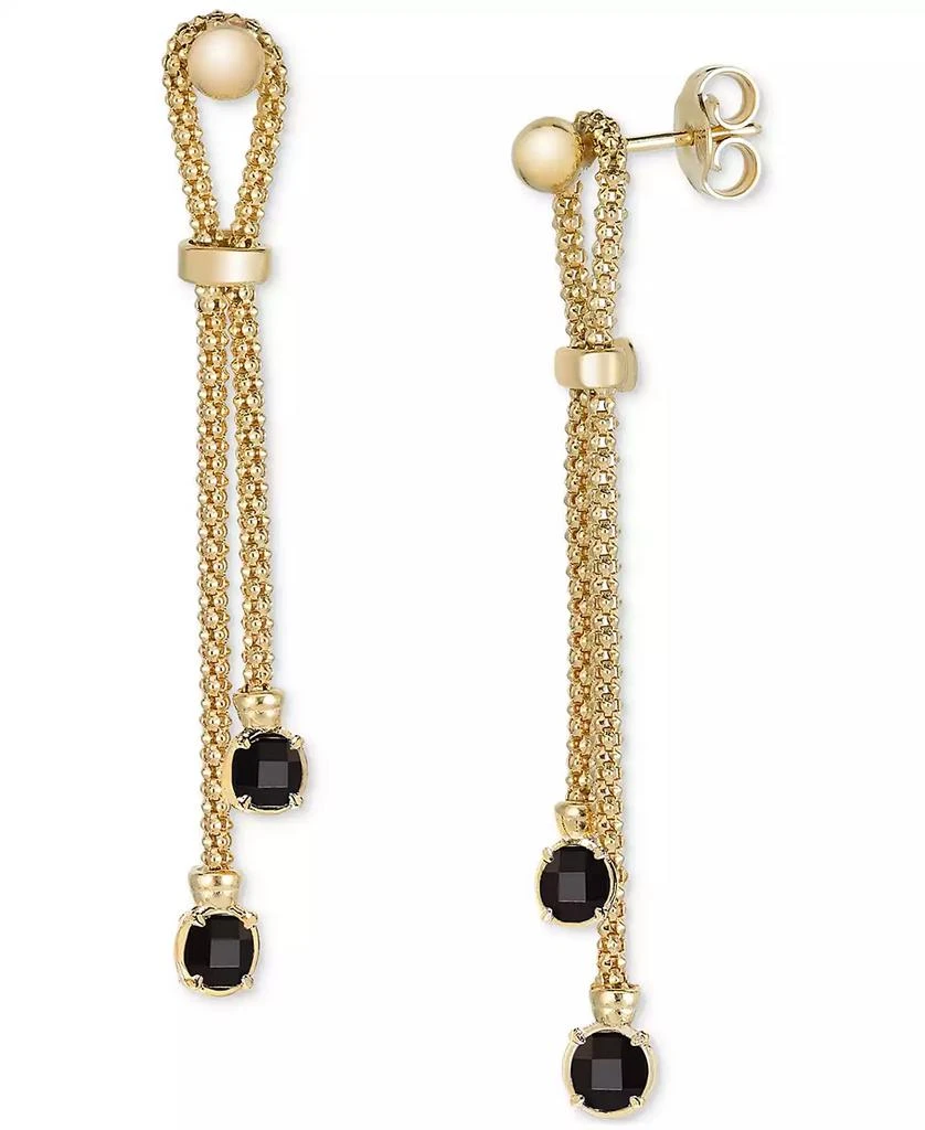 Macy's Onyx Popcorn Chain Link Drop Earrings in 14k Gold-Plated Sterling Silver (Also available in Turquoise, Swiss Blue Topaz & Lapis) 1