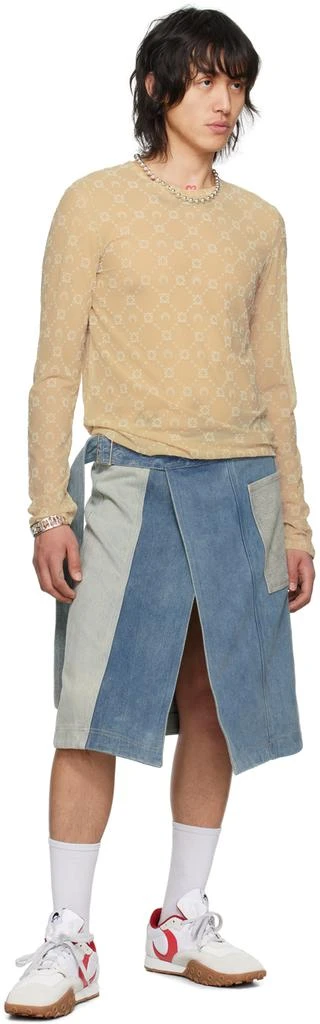 MARINE SERRE Beige Moonogram Long Sleeve T-Shirt 5