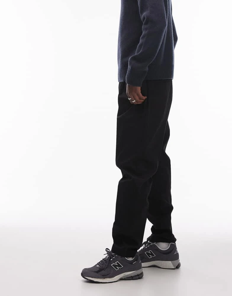 Topman Topman smart cotton wide leg trousers in black 5
