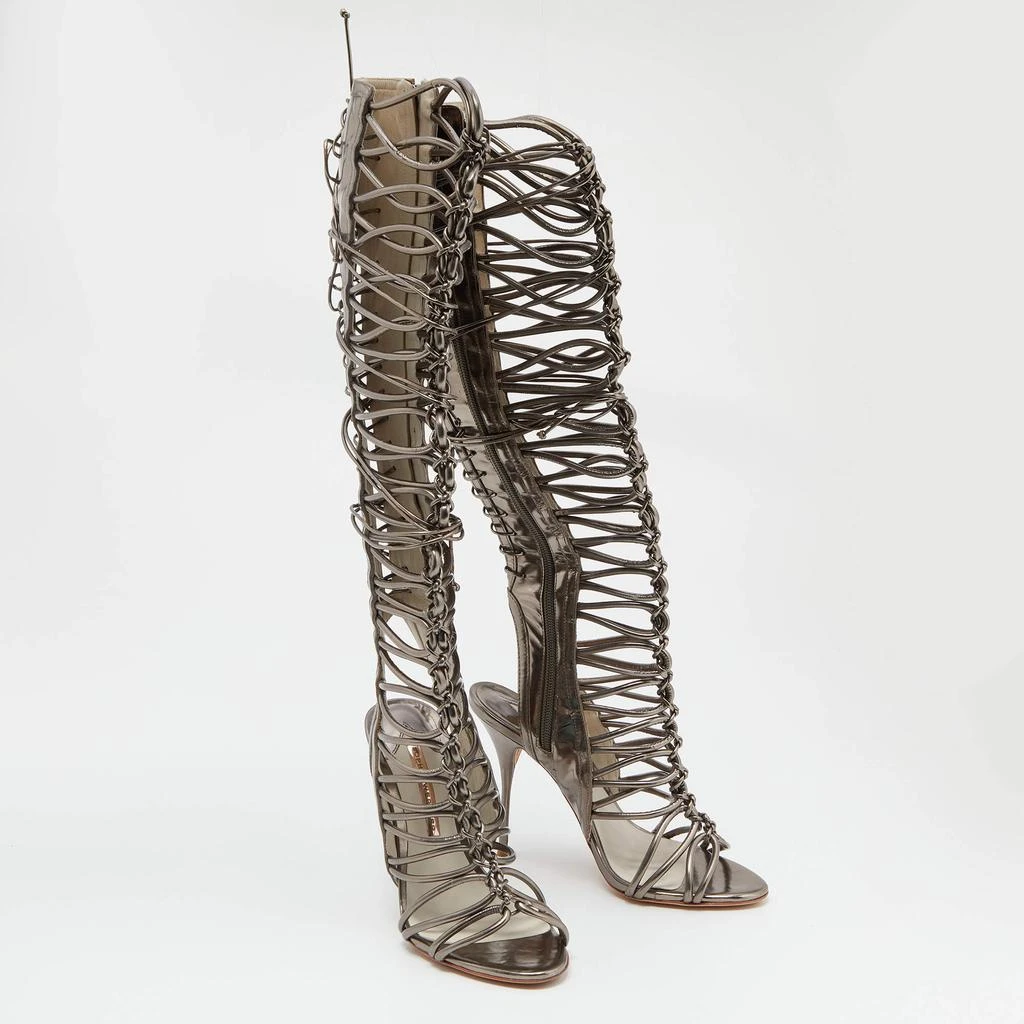 Sophia Webster Sophia Webster Meatllic Leather Clementine Lace-Up Knee High Gladiator Sandals Size 39 4