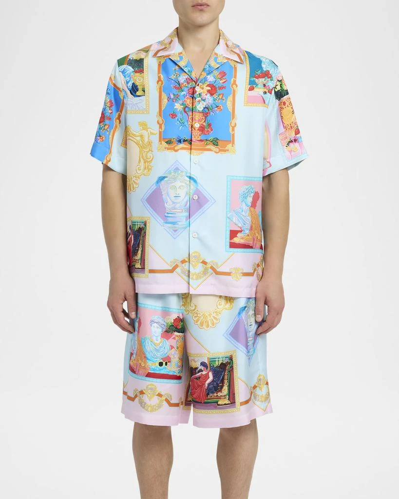 Versace Men's Gallery-Print Twill Camp Shirt 2