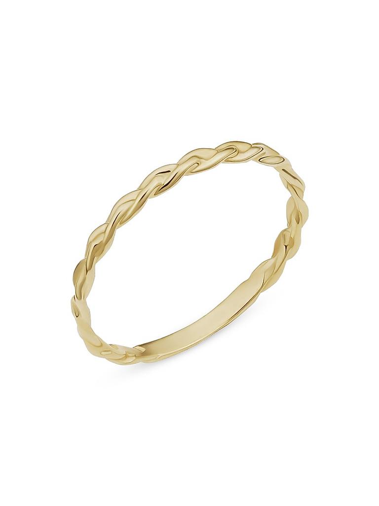 Oradina 14K Yellow Solid Gold Caesar Stack Ring