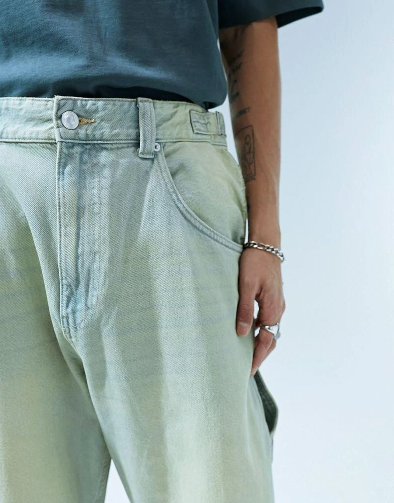 Bershka Bershka baggy carpenter casted jean in green 5