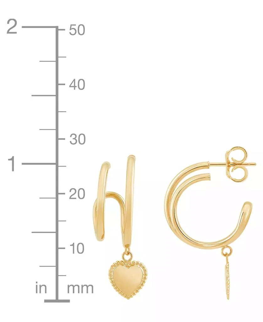 Macy's Double Hoop Heart Earrings in 14K Yellow Gold 4