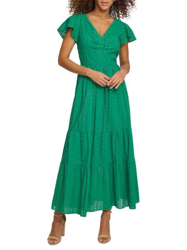 Kensie Eyelet Embroidery Maxi Dress 1
