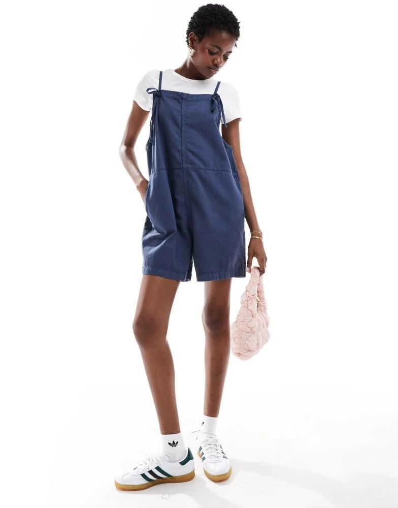 Monki Monki lightweight denim playsuit in navy 1