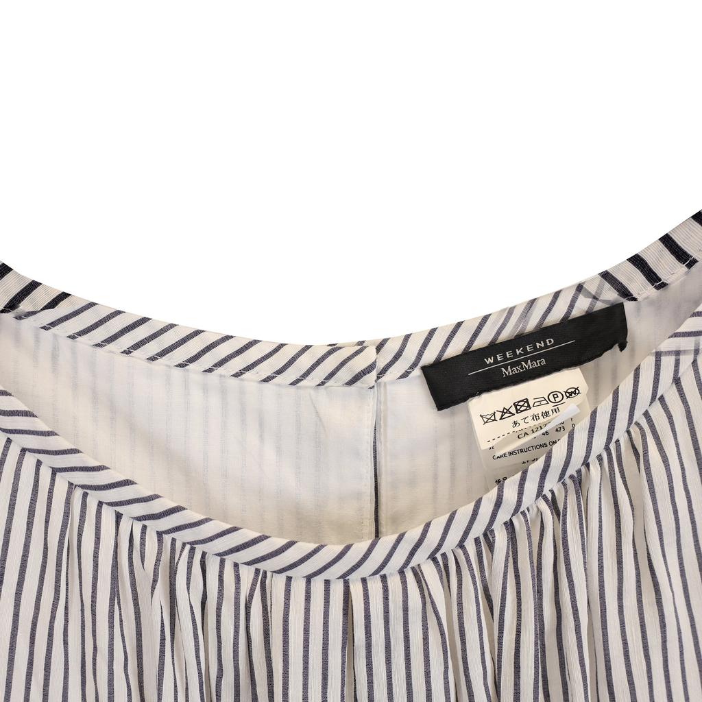 Max Mara Weekend  Striped Sleeveless Maxi Dress in Light Blue Cotton