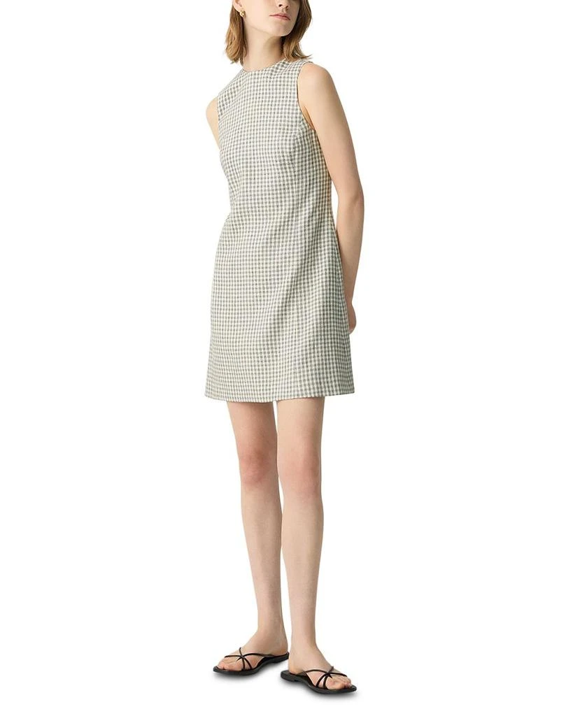 Theory A-Line Mini Dress in Checked Linen-Blend 2