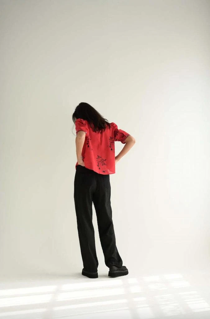 Alix of Bohemia Colette Seersucker Pant In Noir 3
