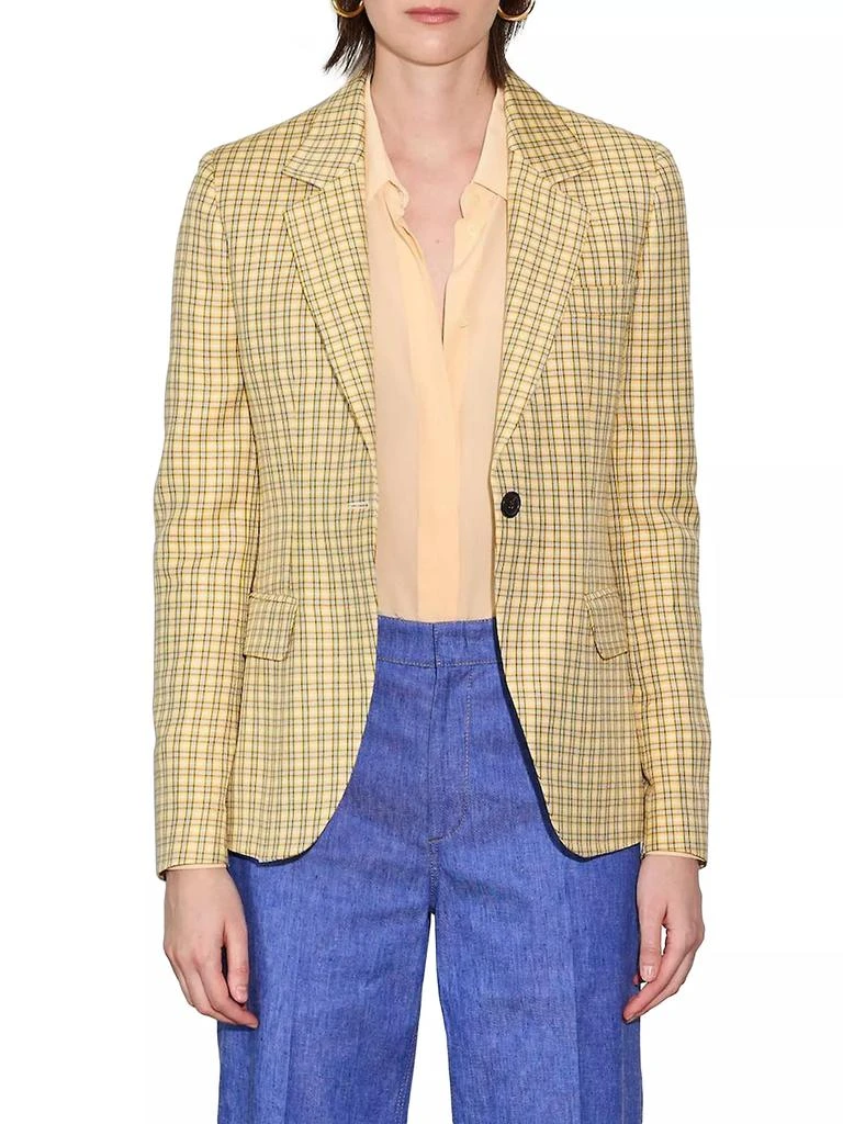 Callas Milano James - Classic One Button Checkered Plaid Blazer 2