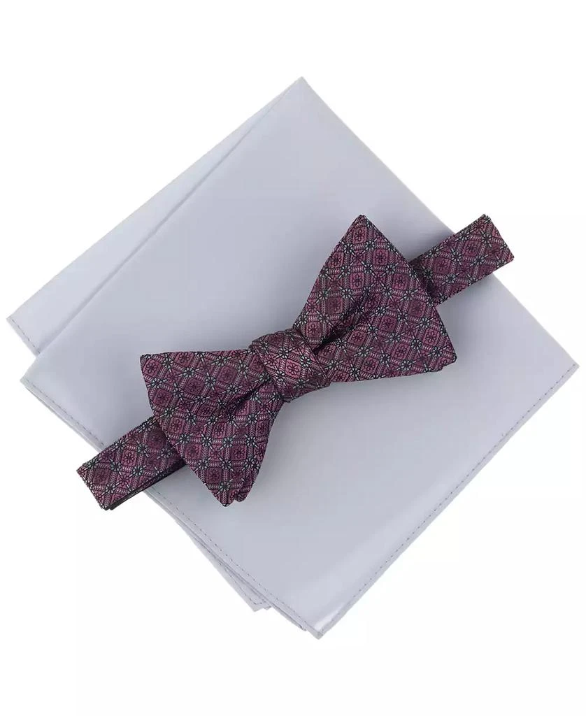 Alfani Men's Geo-Pattern Bow Tie & Solid Pocket Square Set, Exclusively at Macy's 1