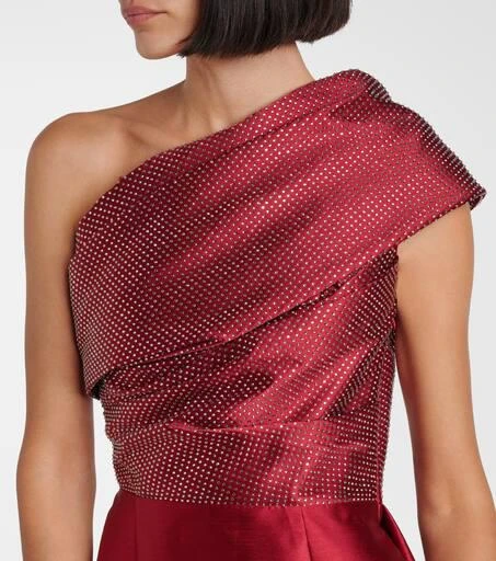 SOLACE LONDON Alba embellished draped satin gown 4