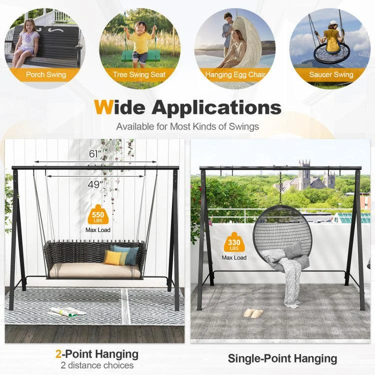 Hivvago Black Metal Swing Stand A-Frame for Patio Hammock Outdoor Garden Porch Base 4