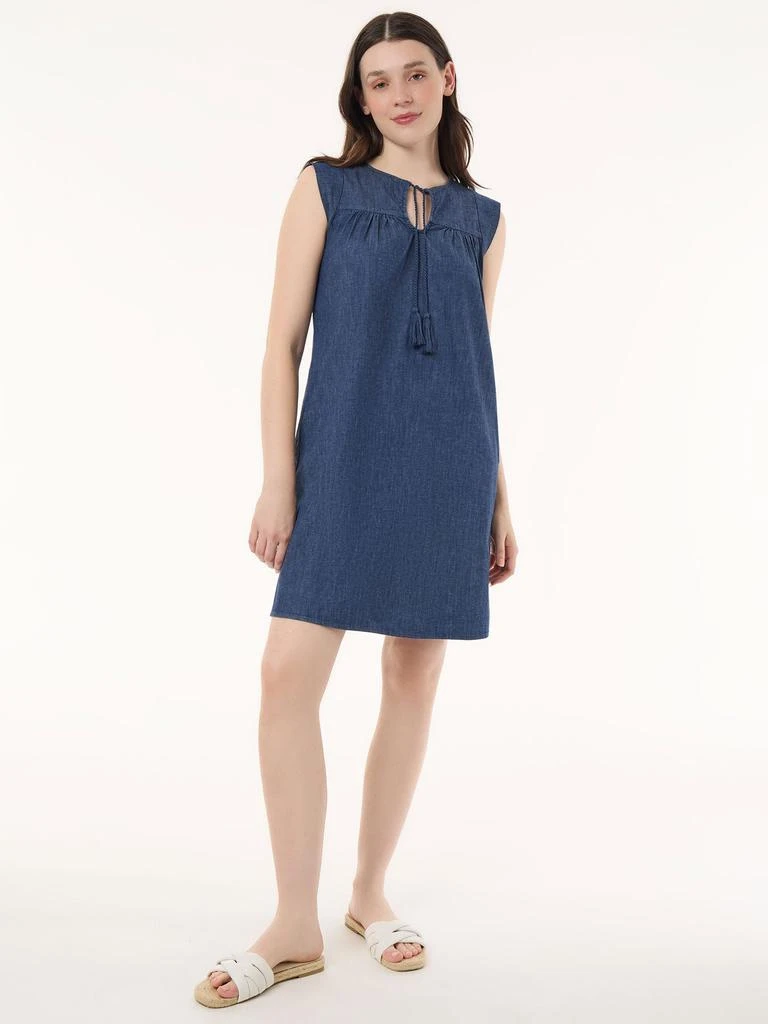 JONES NEW YORK Flutter Sleeve Shift Dress, Soft Denim 1