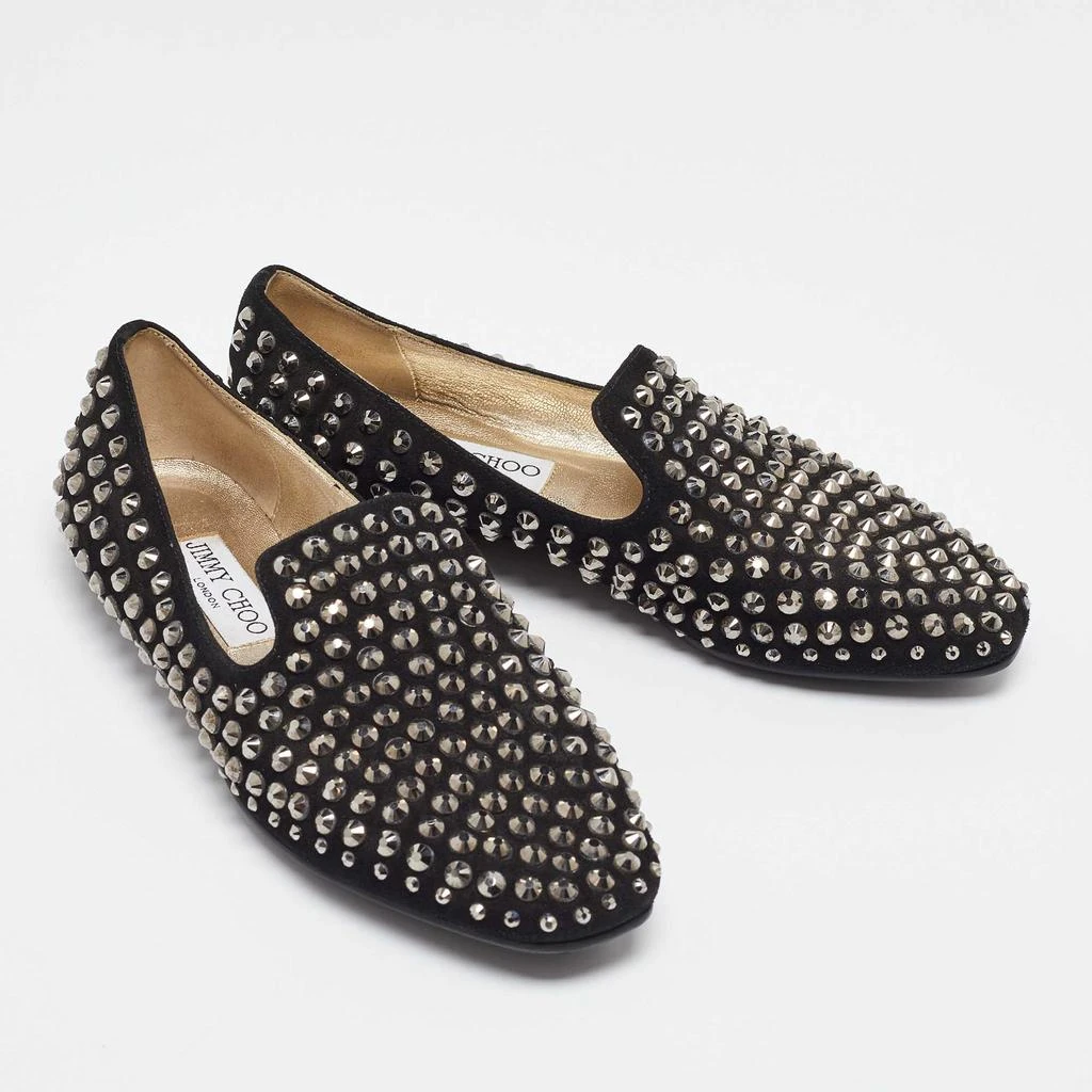 Jimmy Choo Jimmy Choo Black Suede Wheel Crystal Studded Smoking Slippers Size 35 4