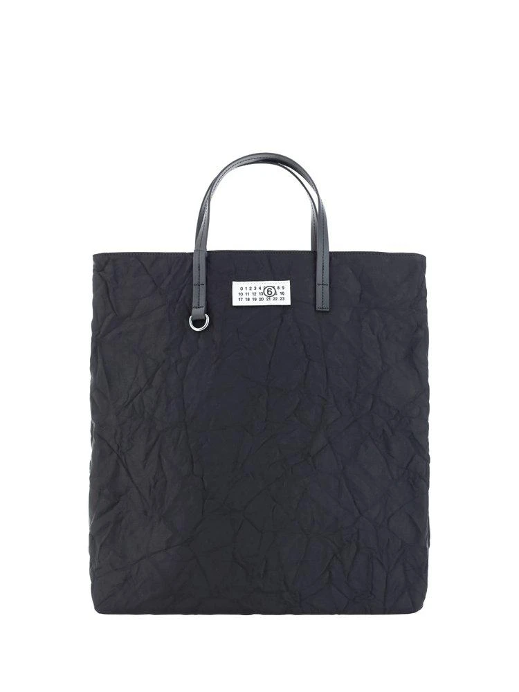 MM6 MM6 Maison Margiela Logo-Patch Textured Finish Tote Bag 1