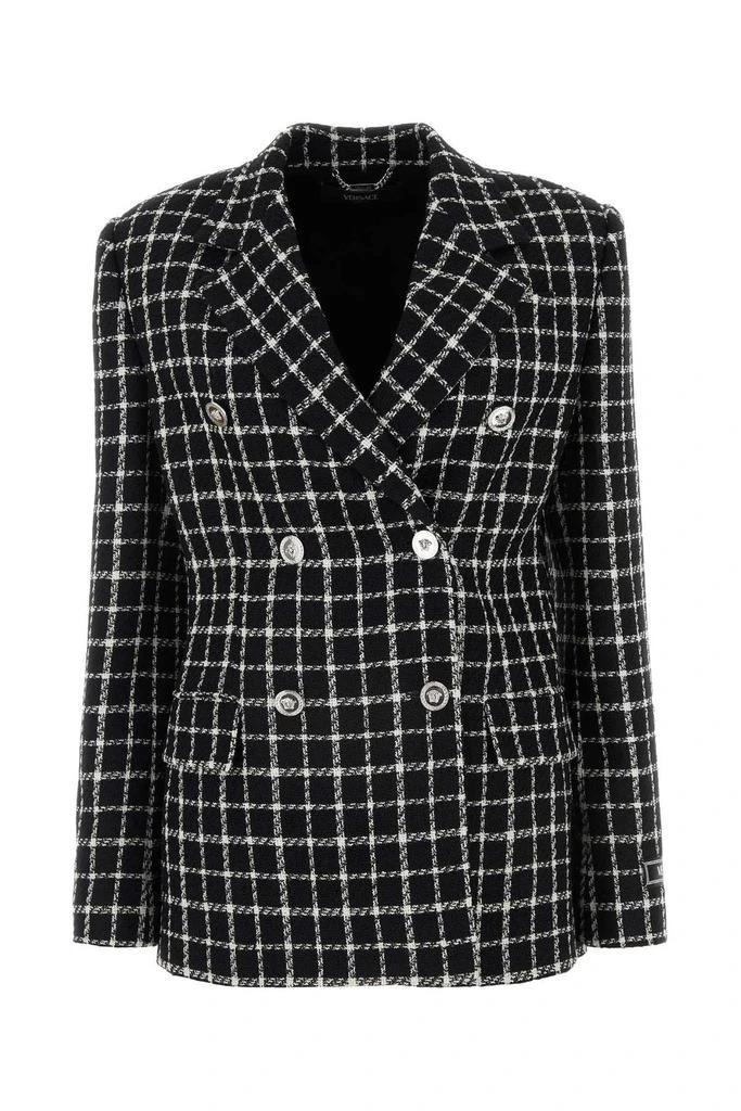 Versace Versace Double-Breasted Checked Tweed Blazer from Cettire